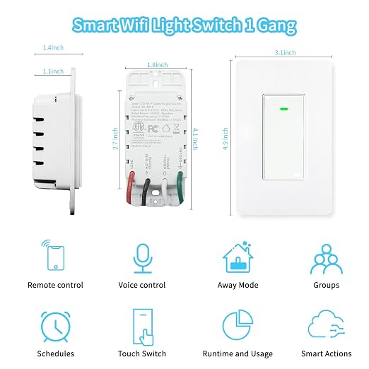 Smart Light Switch 2 Pack(Button), Double Smart WiFi Light Switches, Smart Switch Compatible with Alexa and Google Home, Remote Control Light Switch，Neutral Wire Needed ， No hub Required