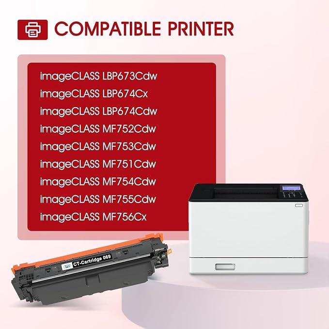 069 Toner Cartridge Set 069H MF753Cdw Compatible for Canon 069 for Canon imageCLASS MF750C LBP674C MF 753Cdw MF751Cdw MF752Cdw LBP674Cdw LBP674Cx LBP673Cdw Series Printer (B/C/Y/M, 4 Pack)