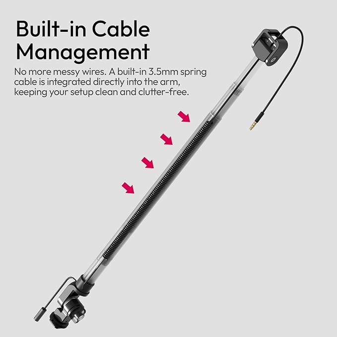 ULANZI ZJ08 Extendable Cold Shoe Mic Arm Pole with Built-in 3.5mm Audio Cable, 3 Section Aluminum Microphone Boom Pole for Cold Shoe Microphones, Angle Length Adjustable, 1KG Max Load