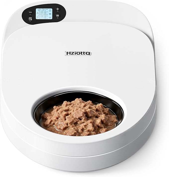 Semiconductor Cooling Refrigerated Automatic Cat Feeder Wet Food | No Ice Packs 48H Fresh Keeping, Removable Dual-Section Tray, Meal Timer for Portion Control, Work Schedules & Weekend Travel