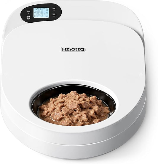 Semiconductor Cooling Refrigerated Automatic Cat Feeder Wet Food | No Ice Packs 48H Fresh Keeping, Removable Dual-Section Tray, Meal Timer for Portion Control, Work Schedules & Weekend Travel