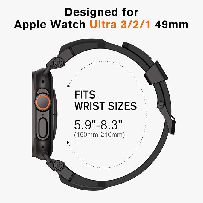 amBand Bands Compatible with Apple Watch Ultra 3/2/1 49mm, M1 Sport Series Rugged Durable Strap with Metal Connector to Match Ultra's Titanium Case for iWatch 49mm Men Matte Black