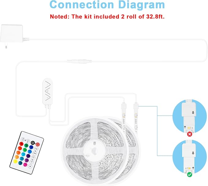 Tatazone RGBWW Bluetooth LED Strip Lights, 65.6ft Tunable White 3000K to 6500K+RGB Led Light Strips, Music Sync Color Changing Indoor LED Rope Lights for Cabinet, Bedroom,2 Roll of 32.8ft