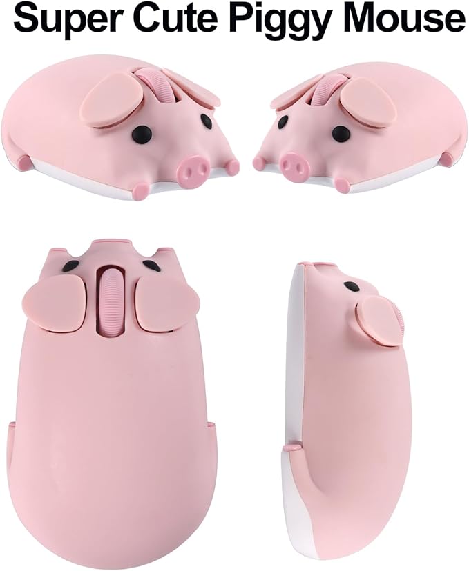 Wireless Mouse Cute Pig Design Bluetooth Dual Mode Portable Compact Lightweight Silent Optical Kawaii Mice Kids Girls Student School Office Gift,Cute Red Love Heart Shape Wireless Bluetooth Mice