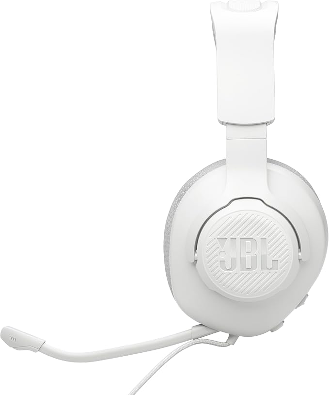 JBL Quantum 100M2 - Wired Over-Ear Gaming Headset with omnidirectional, Detachable mic with Mute Option and Fabric-Covered Memory Foam Ear Cushions, Compatible with All Platforms (White)