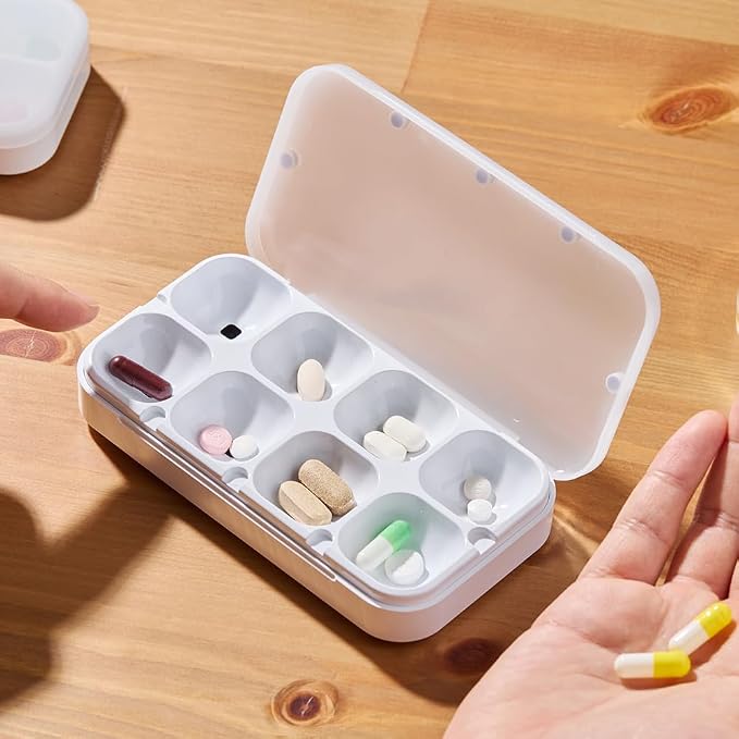 DEFI Smart Pillbox | Bluetooth Pill Organizer, Travel Medication Organizer & Daily Pill Case, Portable Medicine Holder for Vitamins & Supplements | Sound & Light Reminder App (Large, 8 Slots)