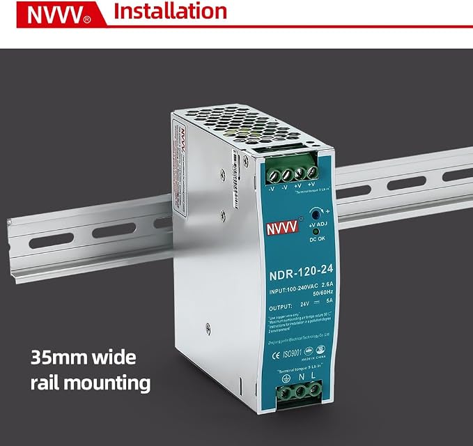 24Vdc 5Amp DIN-Rail Power Supply NDR 120W, Input:100-240VAC,Output:24VDC,Power Supply Switch Switching Converter DC