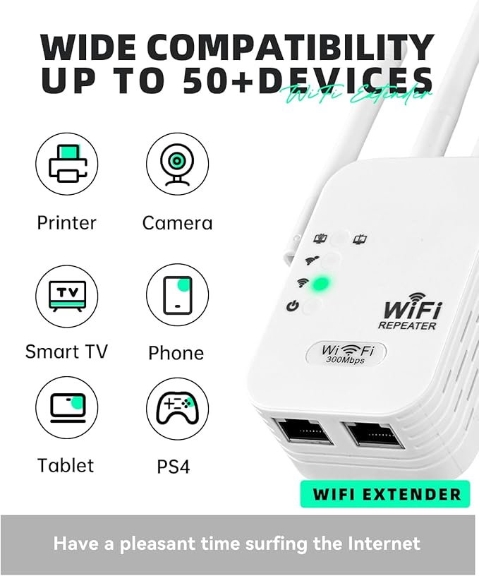 2025 WiFi Extenders Signal Booster for Home Long Range Up to 9800 sq. ft & 40 Devices, WiFi Extender Signal Booster, Quick Setup-Medium, Internet Repeater, WiFi Extender