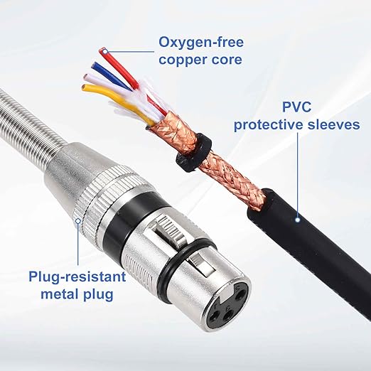 DMiotech 2 Pack XLR to XLR Cable, 3-Pin 22AWG OFC Male to Female Microphone Cable Mic Cord Wire Connector for Speaker Mixer, Studio, PA System, 3 Feet(Black)