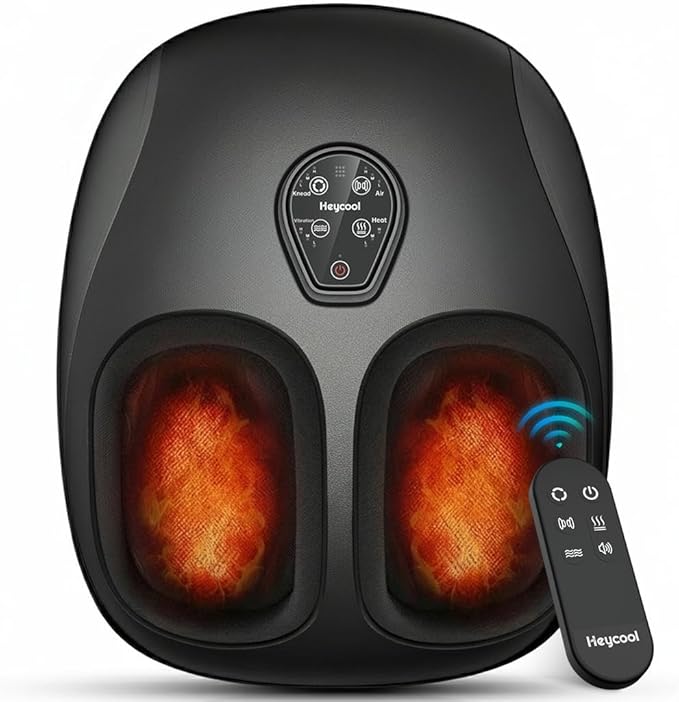Shiatsu Foot Massager with Heat FSA Eligible HSA, Gift for Men Women | [2026 Upgraded] Compression, Vibration, Deep Kneading Massager for Plantar Fasciitis, Neuropathy, Remote Control