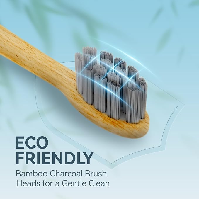 Bamboo Electric Toothbrush, Sonic Electric Bamboo Toothbrush for Adults, IPX7 Waterproof Rechargeable Toothbrush, 5 Cleaning Modes, 4 Bamboo Brush Heads Soft Bristle