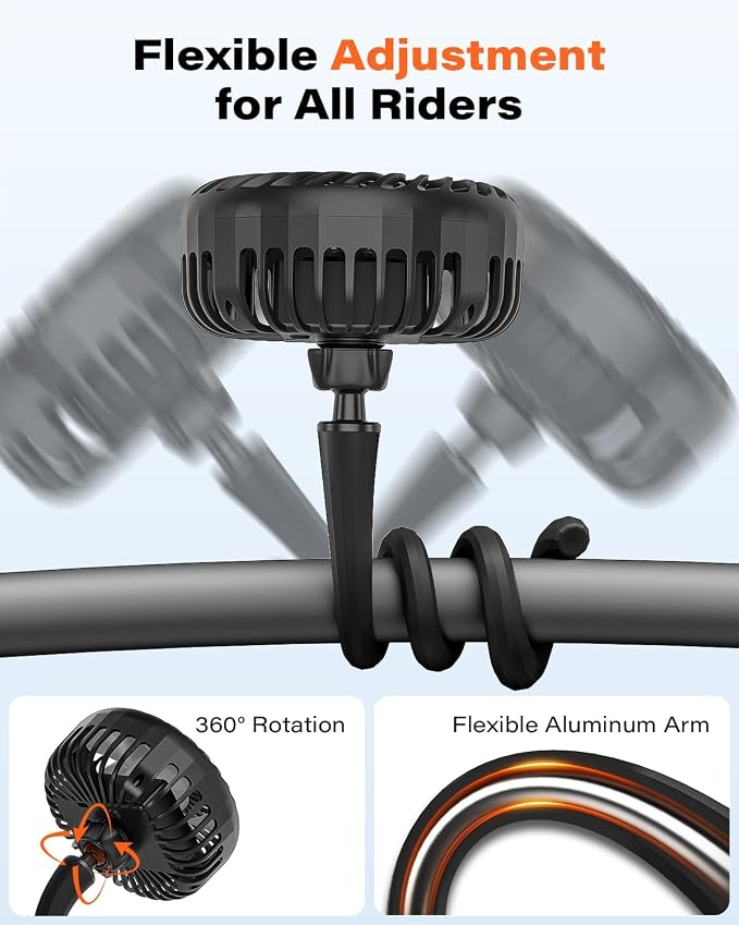 A2C Rechargeable Treadmill Fan for Peloton Bike & Exercise Bike [4000mAh], Portable Fan with 16.5" Long Bendable Arm, 3 Speed, 360° Rotation, Accessories for Peloton Fit Bike, Bike+ or Tread [2-Pack]