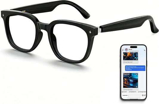 2026 AI Smart Glasses with Bluetooth,Open-Ear Audio Bluetooth Glasses for Men,Real-Time Translation 130+ Languages,AI Meeting Assistant,Gesture Control,9H Battery,35g Lightweight,Daily&Business Use