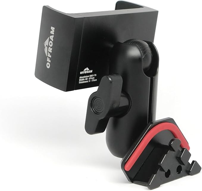 Offroam Phone Mount Made for Toyota Tacoma 2005-2011, CNC-Machined Aluminium, Universal Spring Loaded Holder, 360-Degree Swivel, One-Hand Operation
