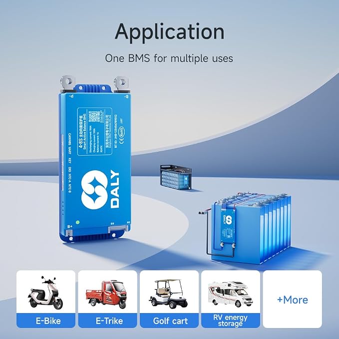 100BALANCE BMS 40A Active Balance 1A 8S-17S Build in Bluetooth Cell Balancing Smart PCB Battery Protection Board for Li-ion/Lifpo4/LTO Lithium Battery Pack