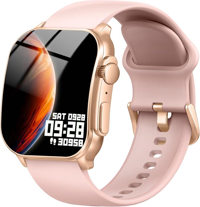 Smart Watch, 2.01" AMOLED Curved Touchscreen Fitness Watch for Women, IP68 Waterproof, 24/7 Heart Rate/Sleep Monitor, Fitness Tracker with Pedometer, 120+ Sports Modes, Smartwatch for Android iOS Pink