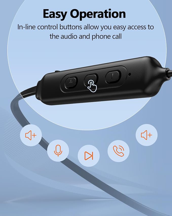 NANAMI Earbuds, Update Bluetooth Wireless Headphones, IPX7 Waterproof, in-Ear Earphones with Mic, Magnetic Neckband, HiFi Stereo Deep Bass Noise Cancellation Headsets,18 Hours Playtime for Gym,Sports