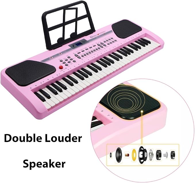 iMeshbean 61 Key Keyboard Piano,Electric Piano Keyboard with Stand for Beginners,Digital Music Keyboard with Microphone,Keyboard stand,Built-In Stereo Speakers