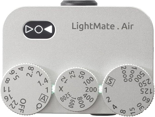 LightMate AirPro Light Meter Photography, 35°Wide-Angle Reflective Digital Exposure Meter, Rechargeable 20H Battery Life, 3 Dials Retro Exposure Indicator, for Leica & Other Film Cameras, Silver Metal