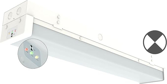 2FT LED Wraparound Emergency Stairwell Light, Battery Backup, IP20, 10W(1250lm)/20W(2500lm) Selectable, 5000K, 100-277V, Flush Mount Commercial LED Wrap Shop Ceiling Light Fixture for Warehouse, FCC