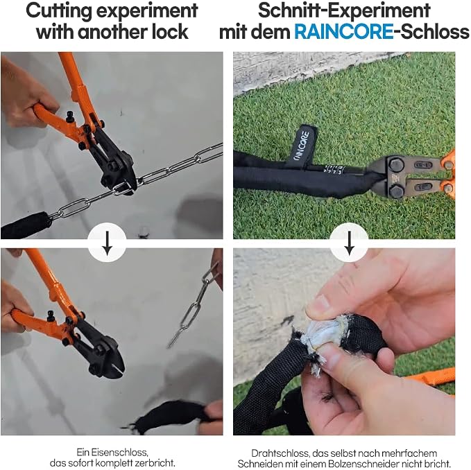 RAINCORE Light Weight Bike Cable Lock for Heavy Duti Anti Theft - 39inch (100cm) - 0.33lb (151g) - Bike Chain Lock with Chain Cutter Proof Fiber - Patented Korea - Security Cable (39 inches)