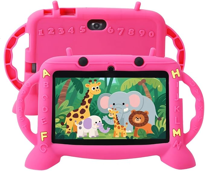 MengDash Kids Tablet, Android 11 Tablet for Kids 7 inch 2-10, Educational Learning Toddler Tablet, Touch Screen 3GB RAM+32GB ROM Storage, Google Play YouTube, Baby Girl boy Present (Red)