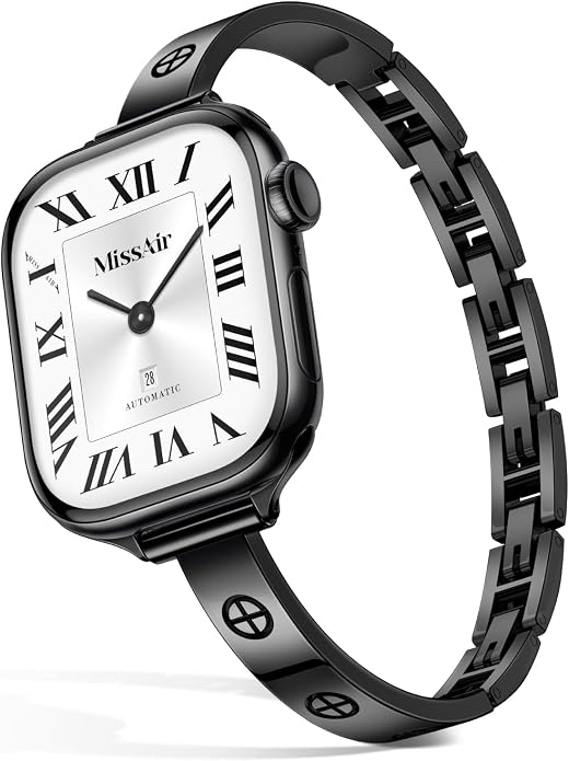 Missair Slim Bands Compatible with Apple Watch 38mm 40mm 41mm 42mm 44mm 45mm 46mm 49mm for Women, Thin Bracelet Dressy Designer Stainless Steel Metal Strap for iWatch Series 11 10 9 8 7 6 5 4 SE Ultra