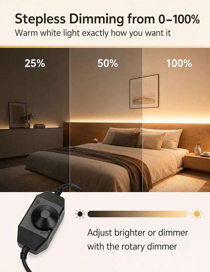 Neon Rope Lights, 32.8ft Warm White Dimmable LED Rope Lights, Cuttable Waterproof Flexible DIY LED Strip Lights for Bedroom, Indoor, Outdoor Decoration (Power Adapter Included)