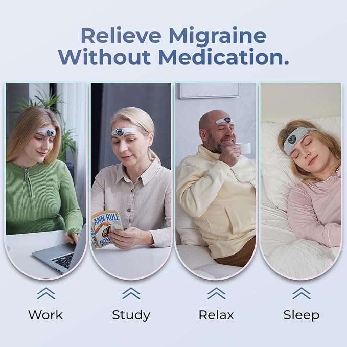 HeadaTerm-2 Migraine Relief Device e-TNS Technology Rechargeable Head Cap Treatment for migraine and Headache, Drug-Free, Clinically Proven, Fast-Acting, No Side Effects (1* HeadaTerm 2 +9*Electrodes)