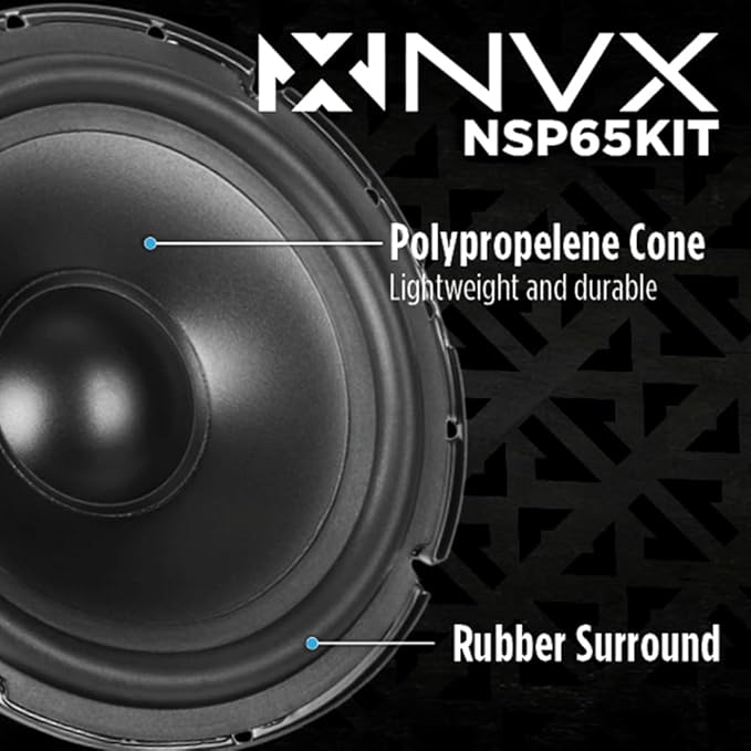 NVX® NSP65KIT 6.5" Car Speakers, 600W Max, 200W RMS, 2-Way Component System w/Silk Dome Tweeters & Passive X-Overs, Easy to Install in Cars/Trucks/Doors (Pair)