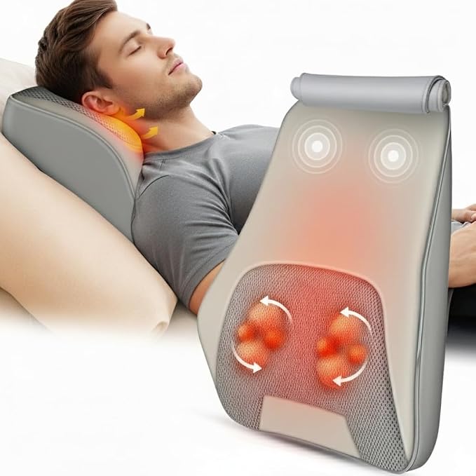 Heycool Shiatsu Back and Neck Massager with Heat, FSA Eligible HSA Gifts for Mom Dad, Deep Tissue Back Massager for Pain Relief, Massage Pillow with Vibration for Neck Shoulder