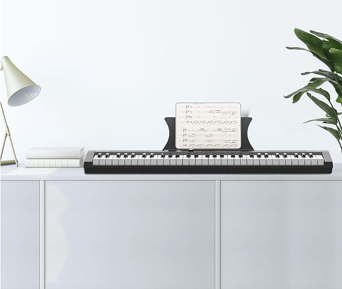 61 Key Portable Electronic Keyboard Piano with Holder,Pedal,Recharge,Note Stickers， for Beginners