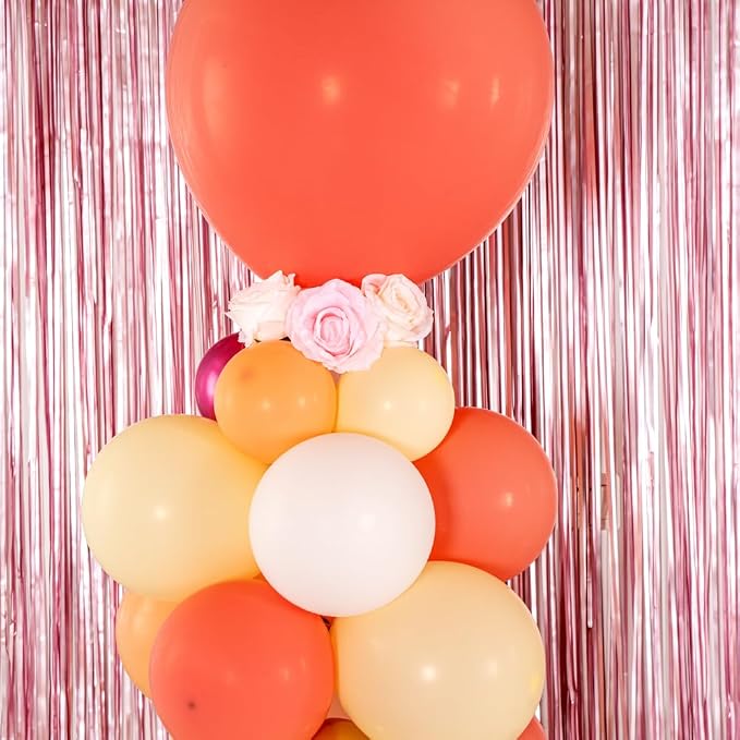 Restaurantware-Balloonify Balloon Garland Set, 1 Party Decoration Kit - 89 Balloons, With Chain, Coral, Pink, & Yellow Latex Balloon Arch Kit, With Glue Dots, Ribbon & Flowers