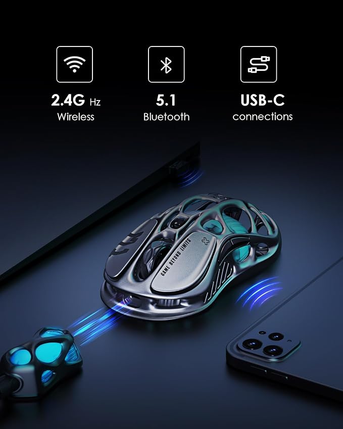 GravaStar Mercury M1 Pro Wireless Gaming Mouse – 26,000 DPI PAW3395DM Sensor • Lightweight Magnesium Alloy • Tri-Mode (Wired/2.4GHz/Bluetooth) • 4K Polling Rate • Up to 200-Hour Battery
