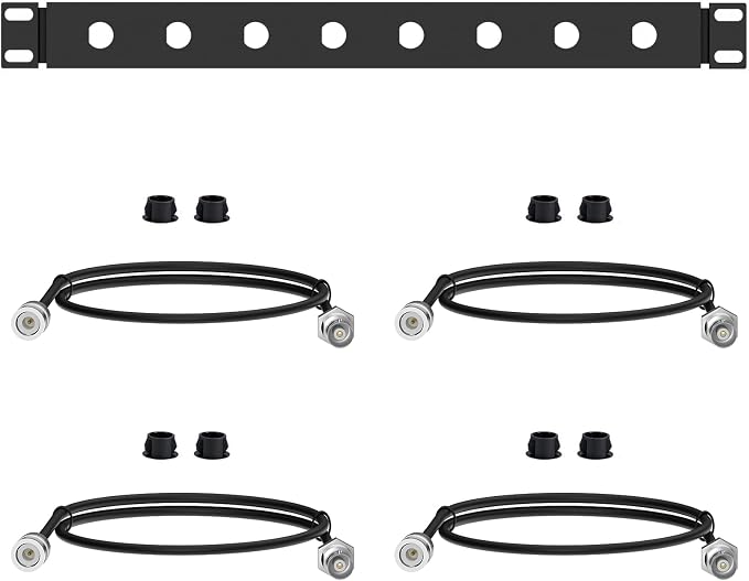 BNC Antenna Kit，19inch Antenna Re-Location Rack Mount Kit，Four BNC Connecting Cables 2FT，Compatible with Full-Rack Wireless Systems