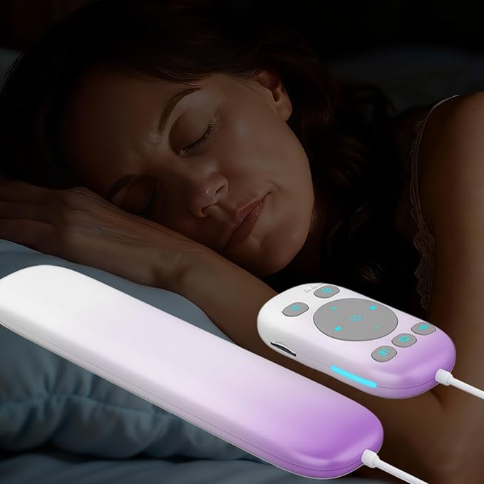 Pillow Speaker with Remote for Sleeping - Bone Conduction Speaker with 36 Built-in White Noise, Silent Bluetooth Speakers Under Pillow, Portable Sleep Bar (without TF Card, Purple to White