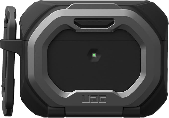 URBAN ARMOR GEAR UAG Designed for AirPods Pro 3rd Gen Case - Built-in Phone Stand Detachable Carabiner Clip Rugged Military Grade Drop Proof Protective Cover, Monarch Black/Silver
