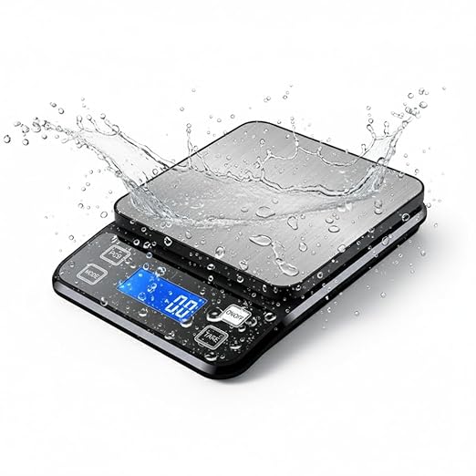 Waterproof Digital Kitchen Scale 0.001oz/0.1g Precision, Stainless Steel Electronic Scale with 3 Power Options (Rechargeable/AAA/Built-in), 10 Units Conversion, Smart Standby, 22lb/10kg Capacity