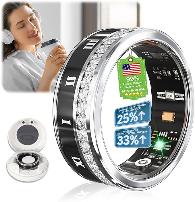 10 Gen Diamond Smart Ring and Wireless Charging Case【Industry Ranking No.1 – 0 Measurement Error】 2026 Smart Ring for Women & Men for Sleep Tracking Wearable Device,Fitness Ring 11#