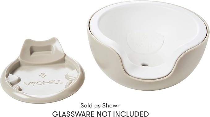 VoChill Stemless Wine Glass Chiller | Keep the Chill In Your Glass | Made In USA | Separable & Refreezable Chill Cradle | Actively Chills Stemless Glassware | Sand, Pair Stemless