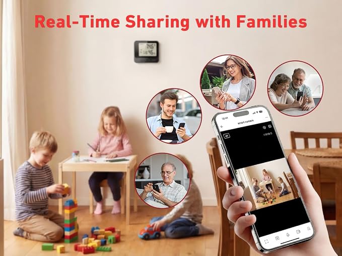 Hidden Camera with Temperature & Humidity Monitor, 4k Indoor WiFi Nanny Cam with Motion Detection, Night Vision, Live View by App, Security Camera for Home, Office, Greenhouse, Garage