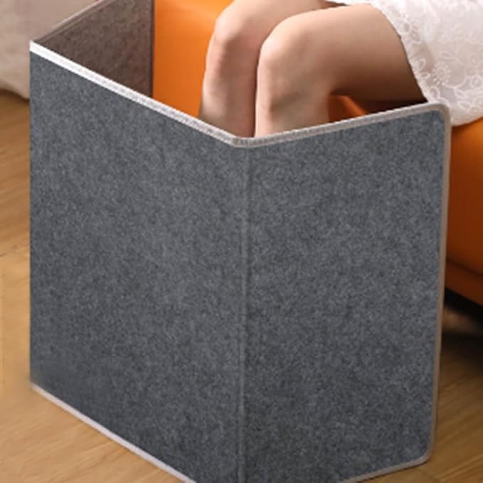 Foldable Under-Desk Leg Warmer, Portable Foot Heater for Office & Home with Soft Blanket, 5 Temperature Settings, 5-Second Rapid Heating, Quiet Electric Foot Warmer for Women and Men (Grey)
