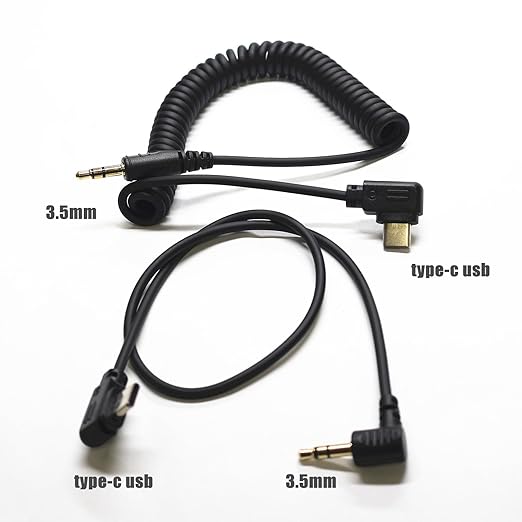 (3.5mm-USB c) for Sony a7v/a7m5 Shutter Release Connection Cable Camera a6700 a7c r/a7cII/ZV-E1/ZV-E10 II 13.8in Flash Starter Remote Control Accessory Wire(3.5mm-Type c Cable 2pcs)