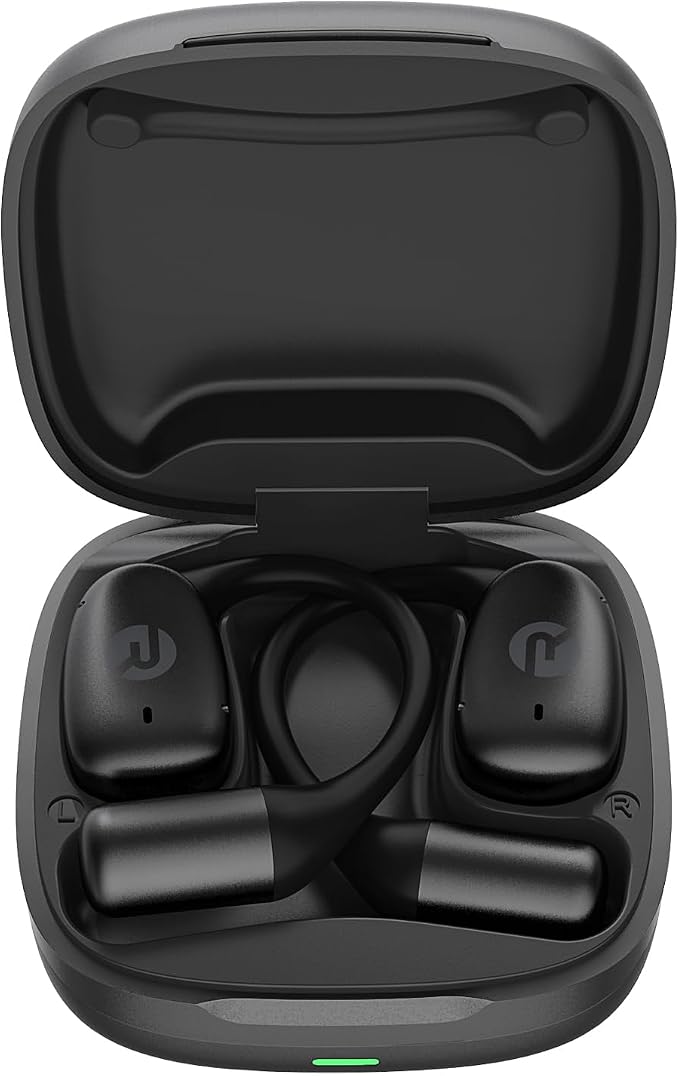 Raycon Essential Open Ear Earbuds – Open Ear Headphones, Earbuds Wireless Bluetooth, Sweat & Water-Resistant Earphones, Running Headphones with Ultra-Lightweight Design, 36 Hours Battery Life (Black)