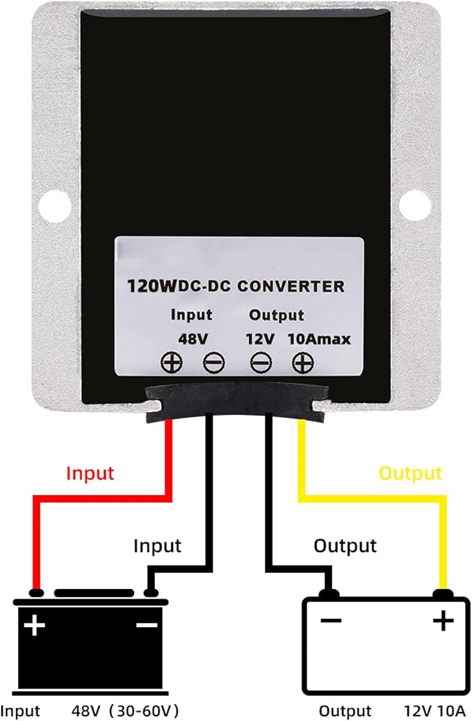 DC Voltage Converter Regulator 36V 48V Step Down to 12V 10A 120W, Waterproof Voltage Reducer, High-Power Power Supply Module Buck Transformer, for Golf Cart, forklifts, Car