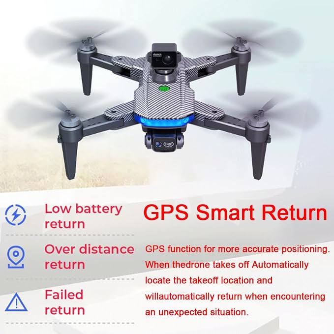 Lozenge Drones 360° Obstacle Avoidance Brushless Drones with Camera for Adults 4K GPS Smart Follow Auto Return Long Battery Life Quadcopter Big Size L900 HJ90 3 Battery Black Carbon Fiber Pattern