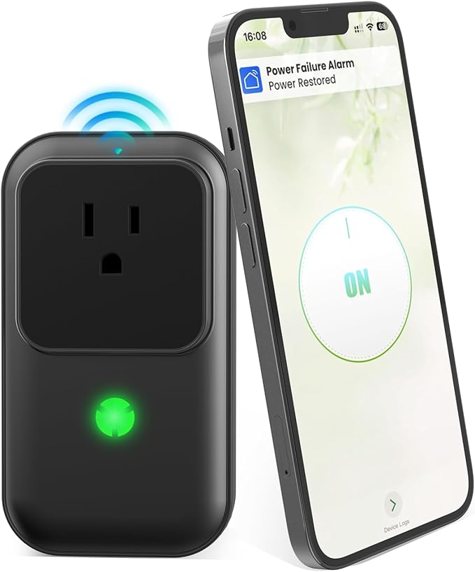 Power Failure Alarm WiFi, Freezer Power Outage Alarm, Free App Notification | Loud 110dB Alarm, 3 Sirens, Smart Home Power Monitoring for GFCI Trips, Refrigerator, Sump Pumps, Aquarium