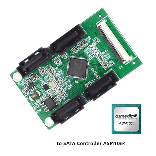 ChenYang Mini PCI-E/M.2(A+E Key) to 4 SATA 3.0 Extension Card Adapter for Motherboard SATA Hard Drive Port Extension with 10cm Flat Cable