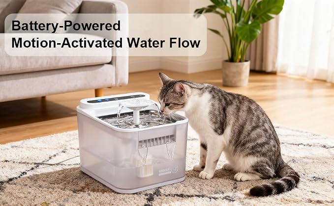 Automatic Cat Feeder with Camera+ Cordless Cat Water Fountain Set 1080 Video with Night Vision Rechargetable Battery Operated Cat