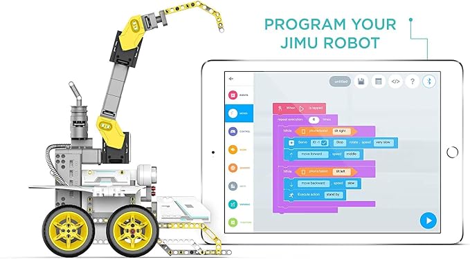 UBTECH JRA0203 JIMU Robot BuilderBots Series: Overdrive Kit/App-Enabled Building and Coding STEM Learning Kit (410 Parts and Connectors), Yellow